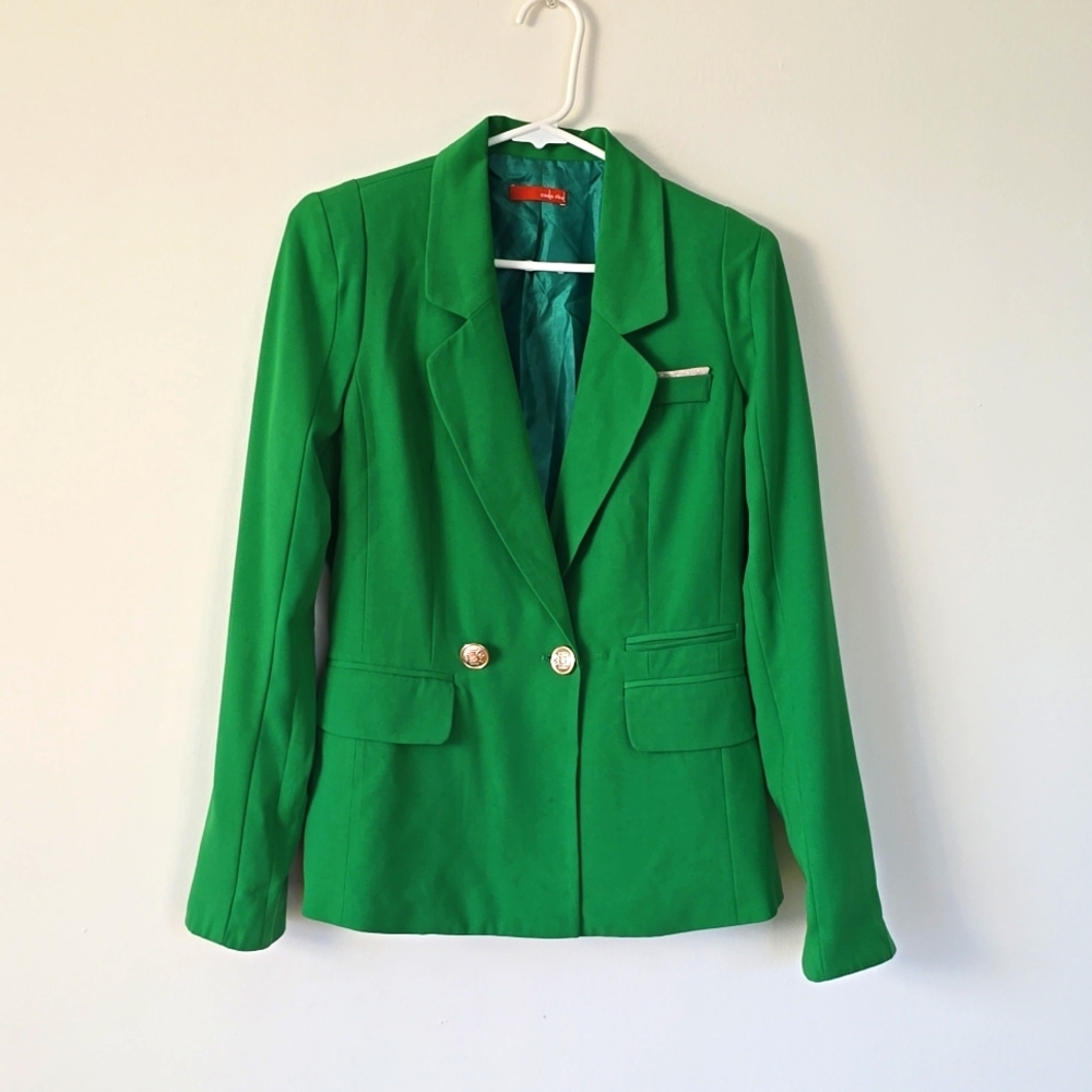 Code Red Women Green Blazer Dressy Coat Fully Lined Size S